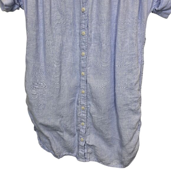 Baird McNutt J Crew Womens S Irish Linen Short Sleeve Mini Shirtdress Light Blue - Picture 4 of 16